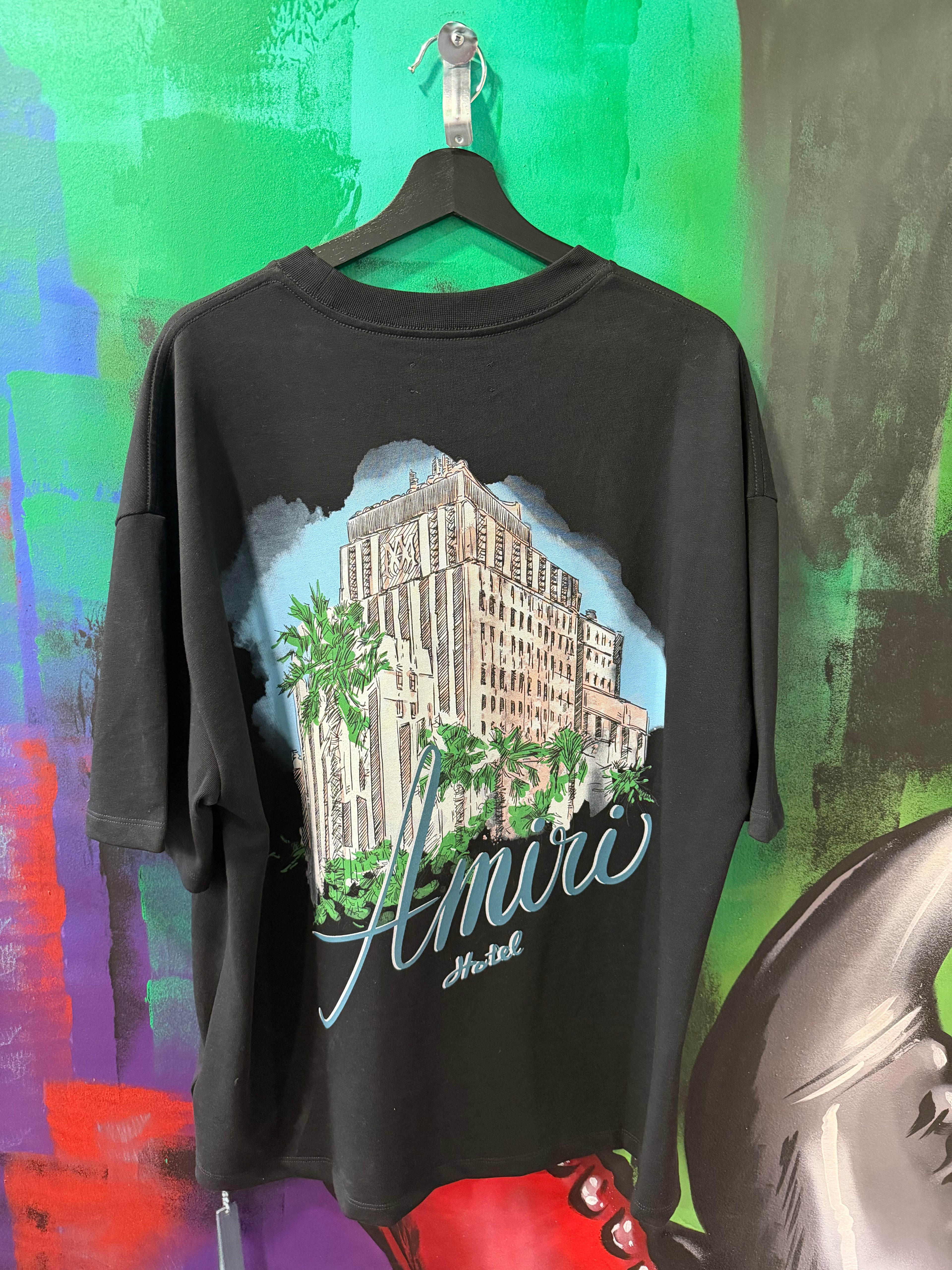 Amiri Hotel Lobby Oversize Black Tee