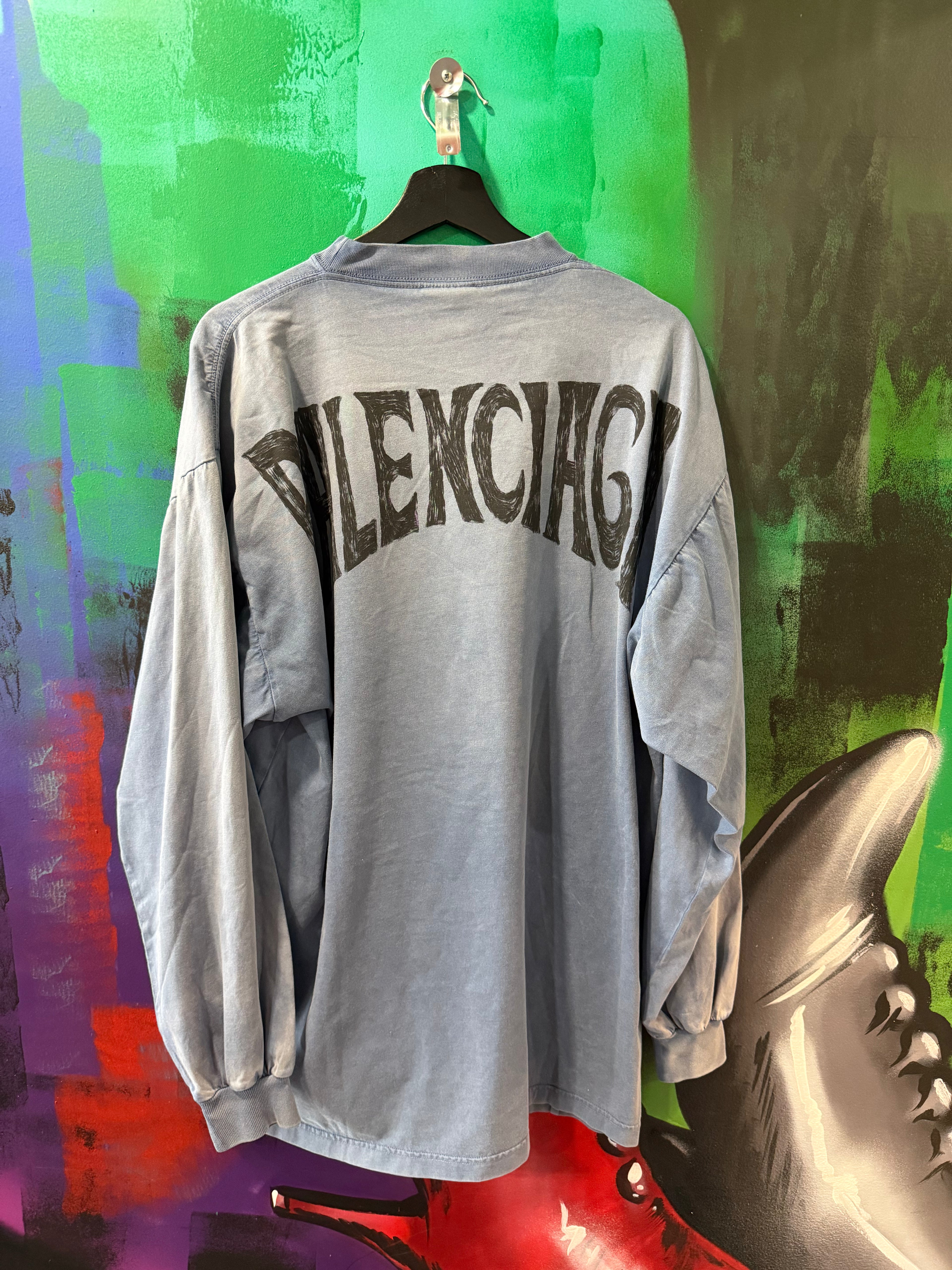 Balenciaga Gradient Blue Longsleeve Tee