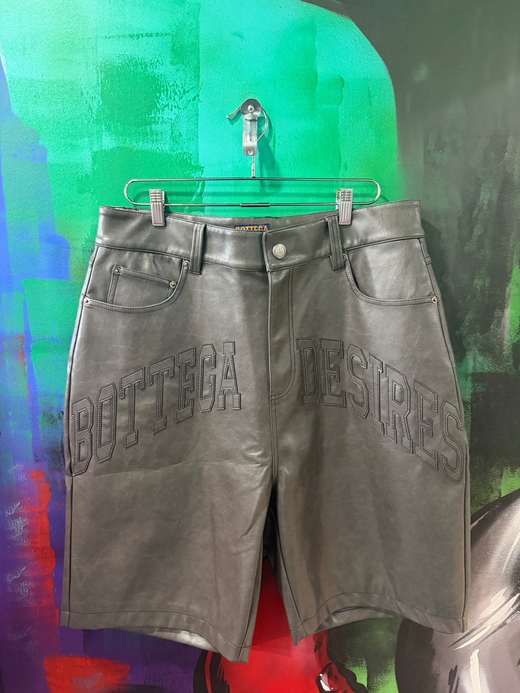 Bottega Desires Grey Leather Shorts