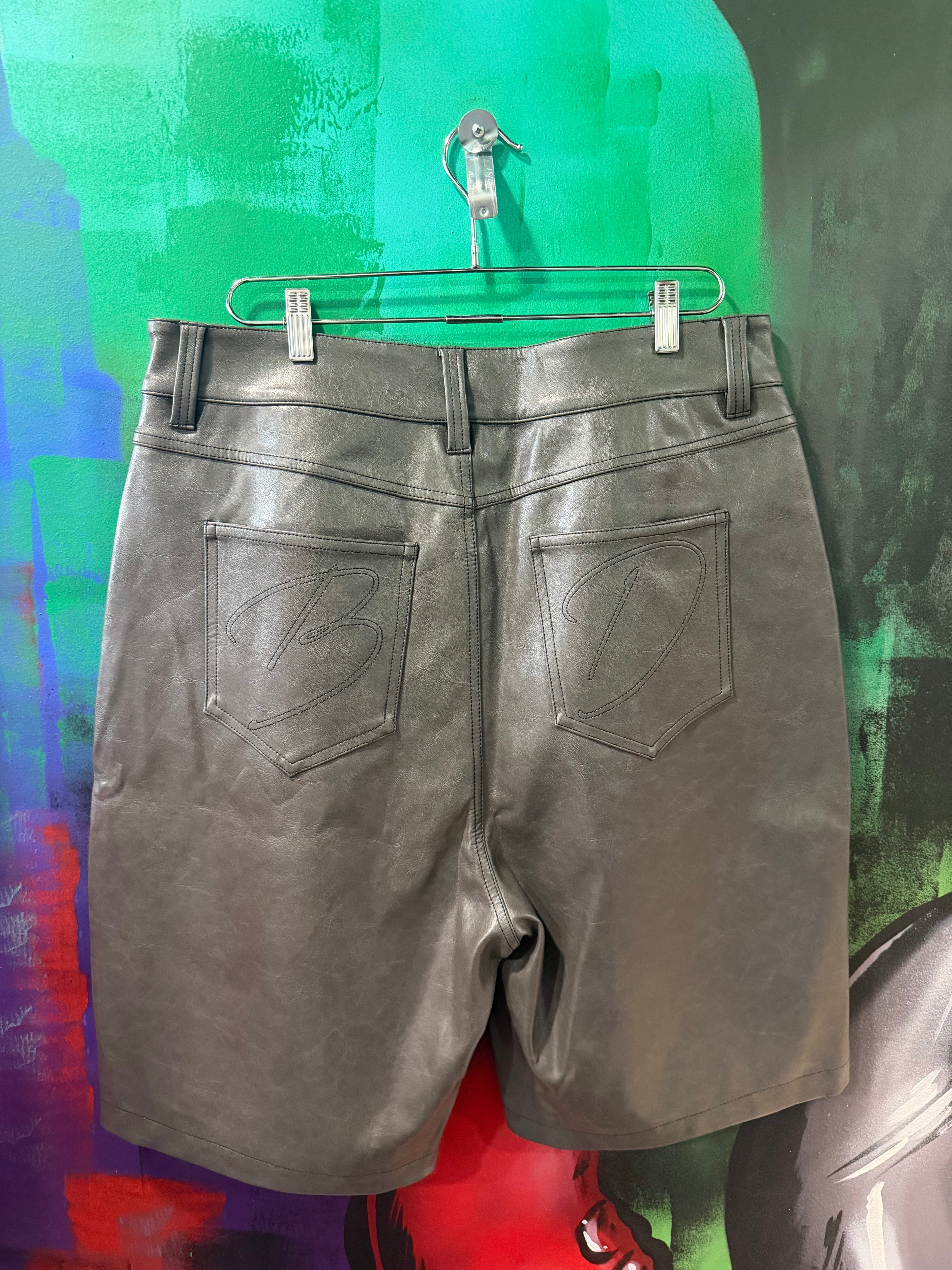 Bottega Desires Grey Leather Shorts