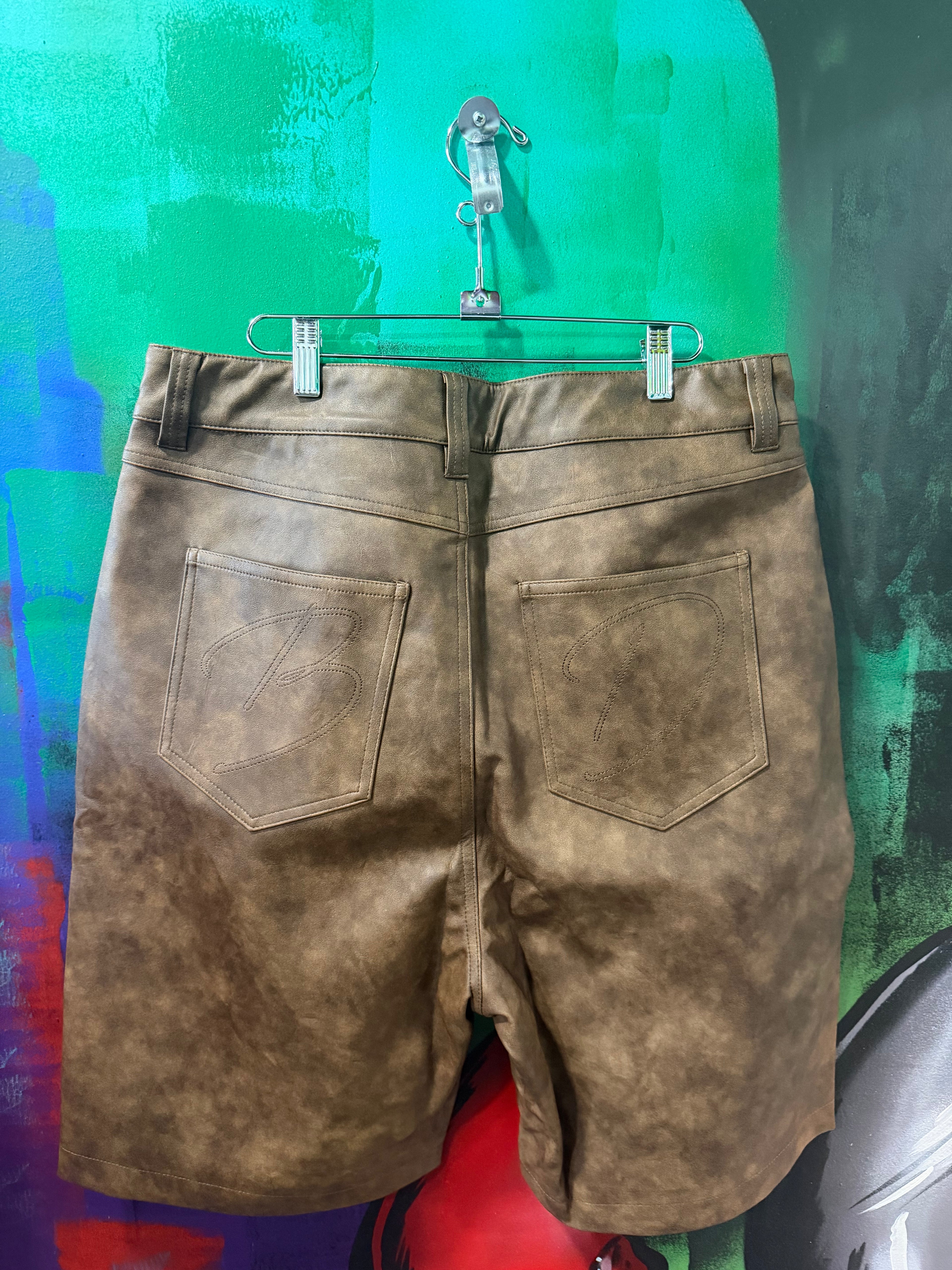 Bottega Desires Brown Leather Shorts