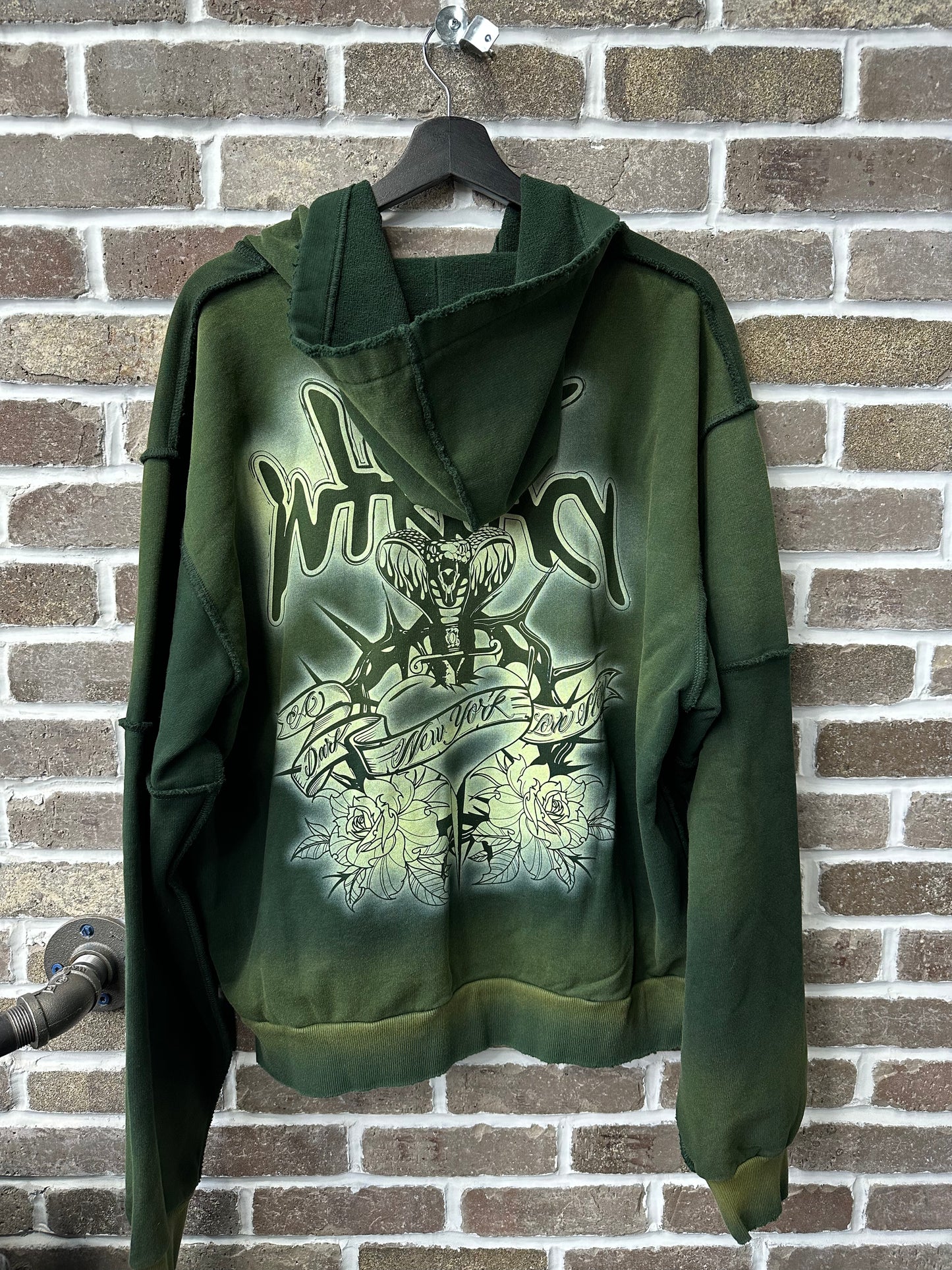Lost Intricacy Emerald Rhinestone Zip Up Hoodie