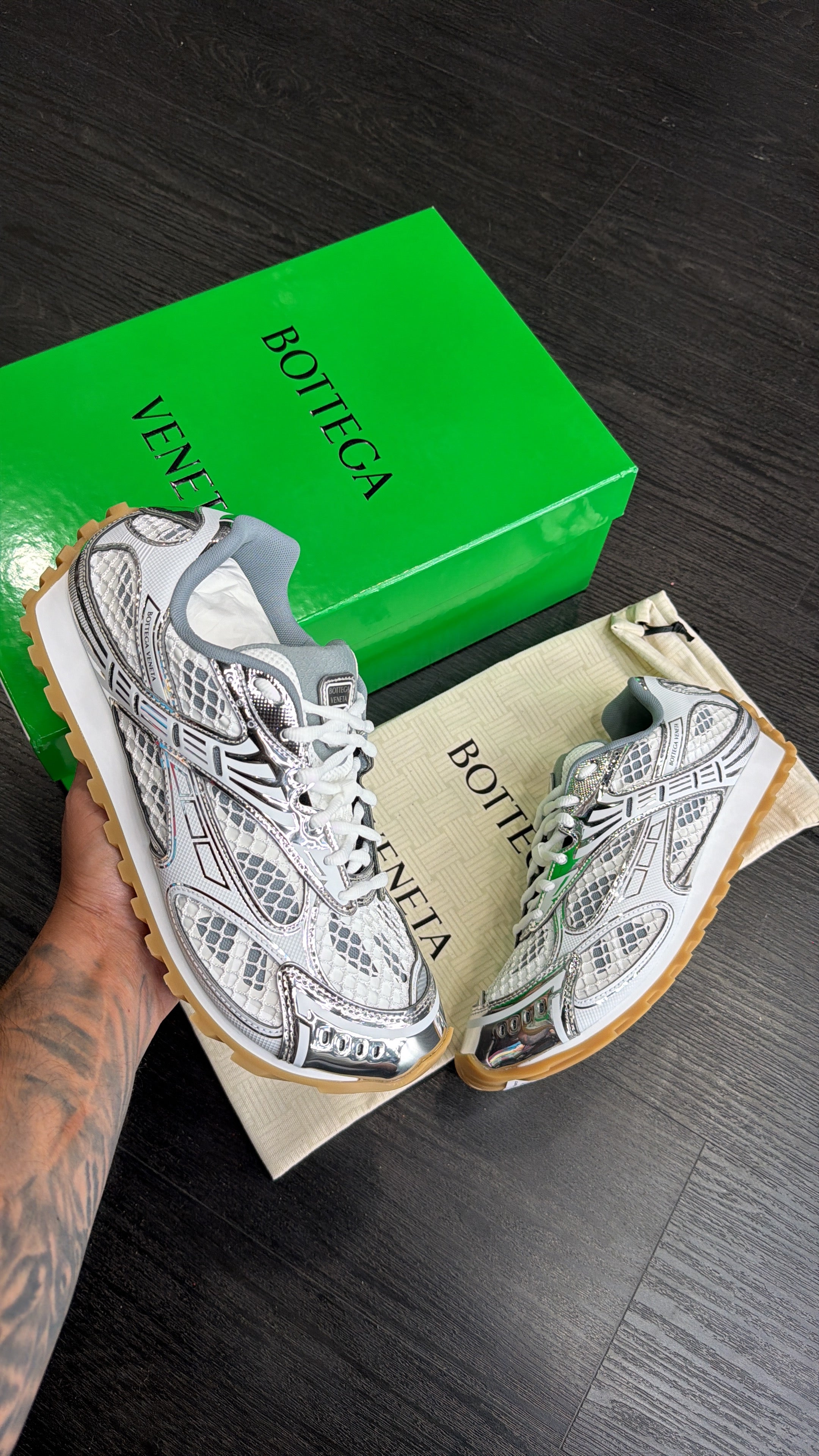 Bottega Veneta Orbit Sneakers White/Silver