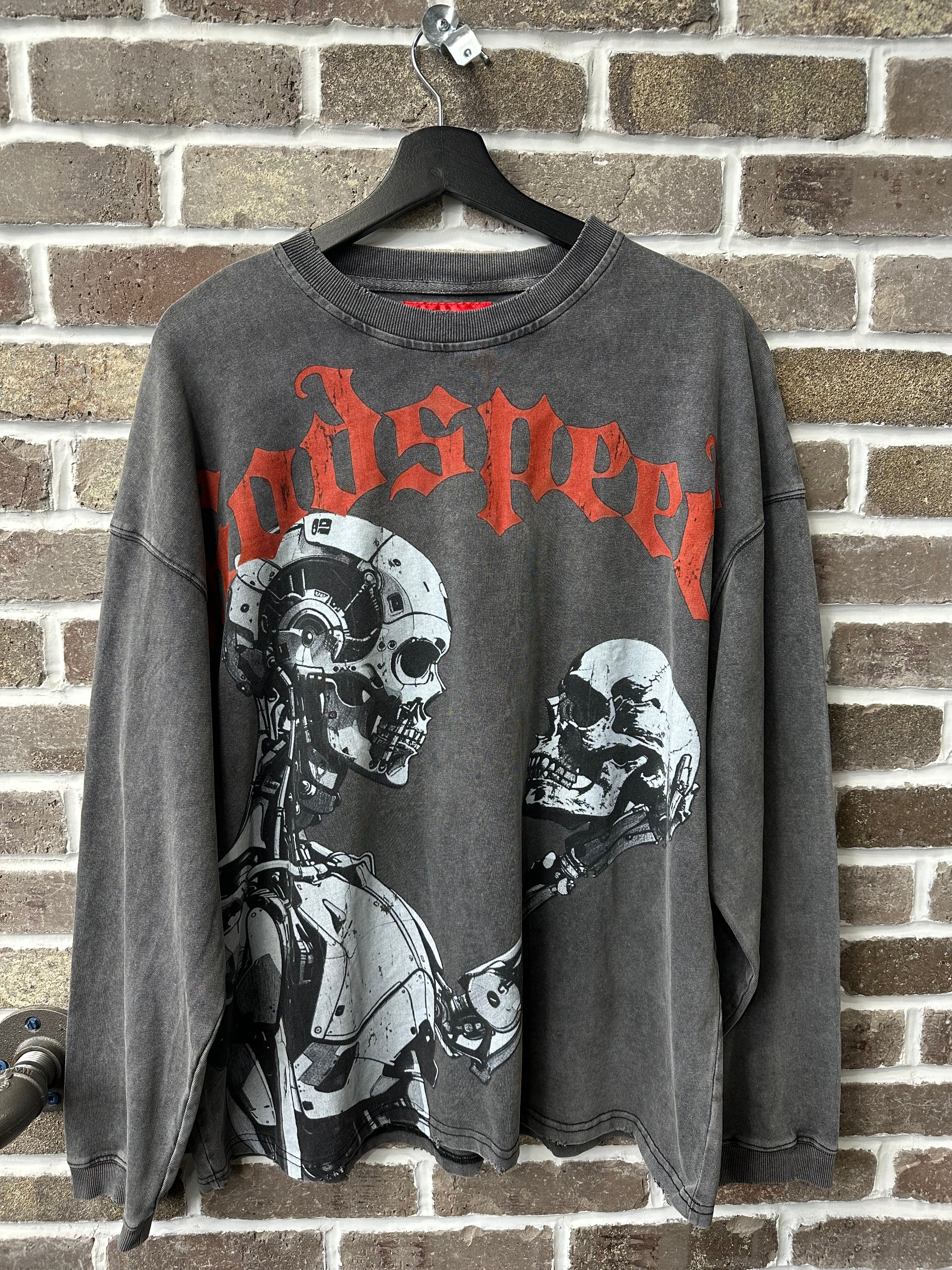 Godspeed Mankind Vs Ai Grey Wash Longsleeve
