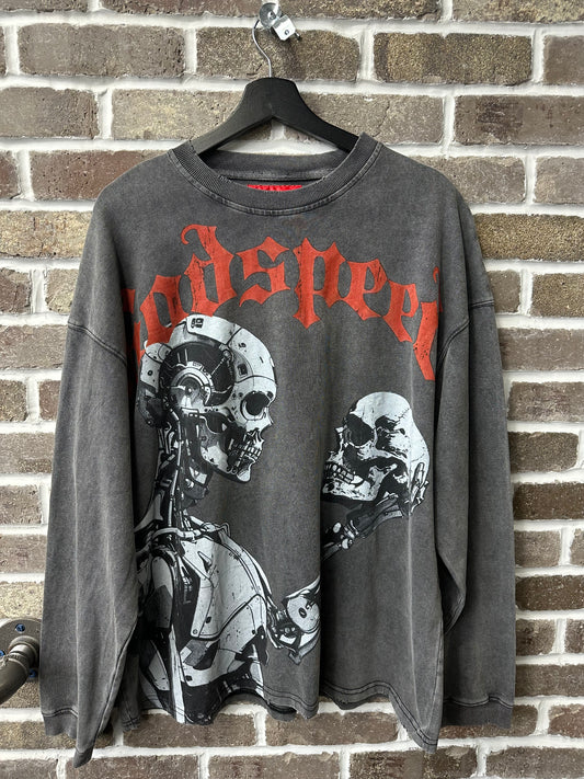 Godspeed Mankind Vs Ai Grey Wash Longsleeve