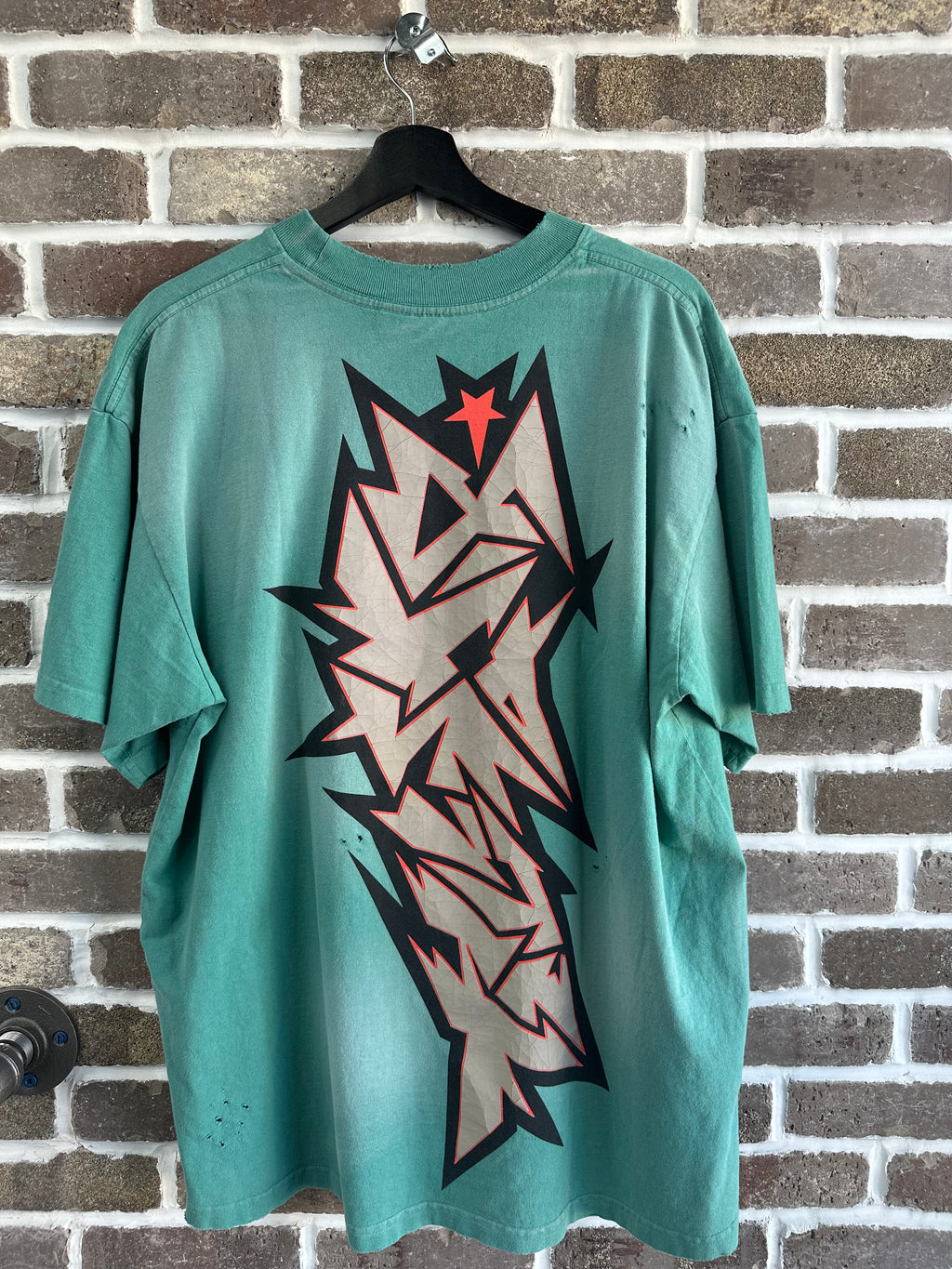 Hellstar Cracked Logo Distress Tee Green
