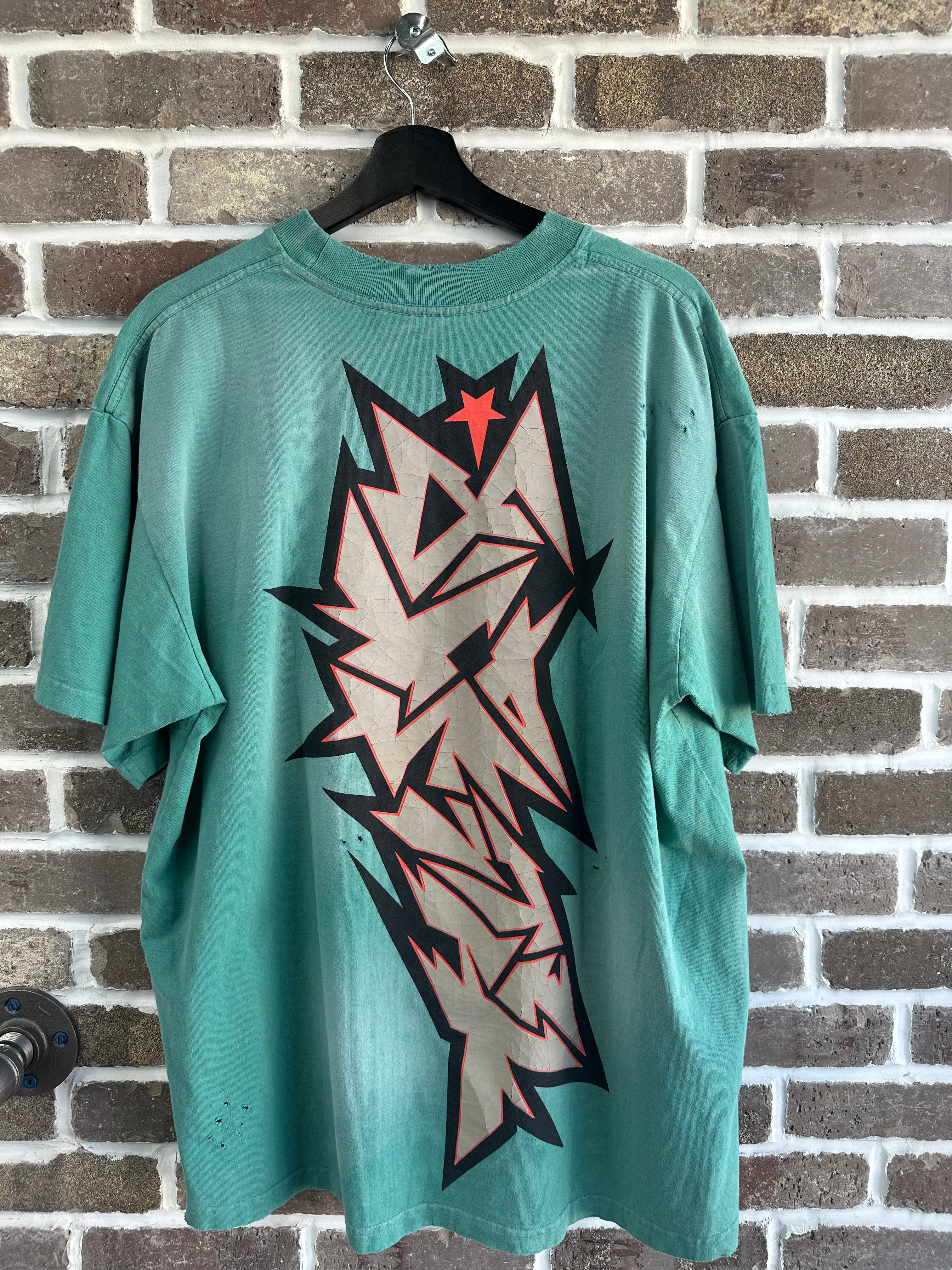 Hellstar Cracked Logo Distress Tee Green