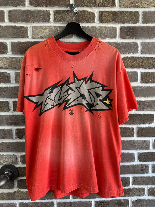 Hellstar Cracked Logo Distress Tee Red