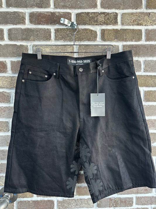 Lost Shdws Studded Denim Shorts Black