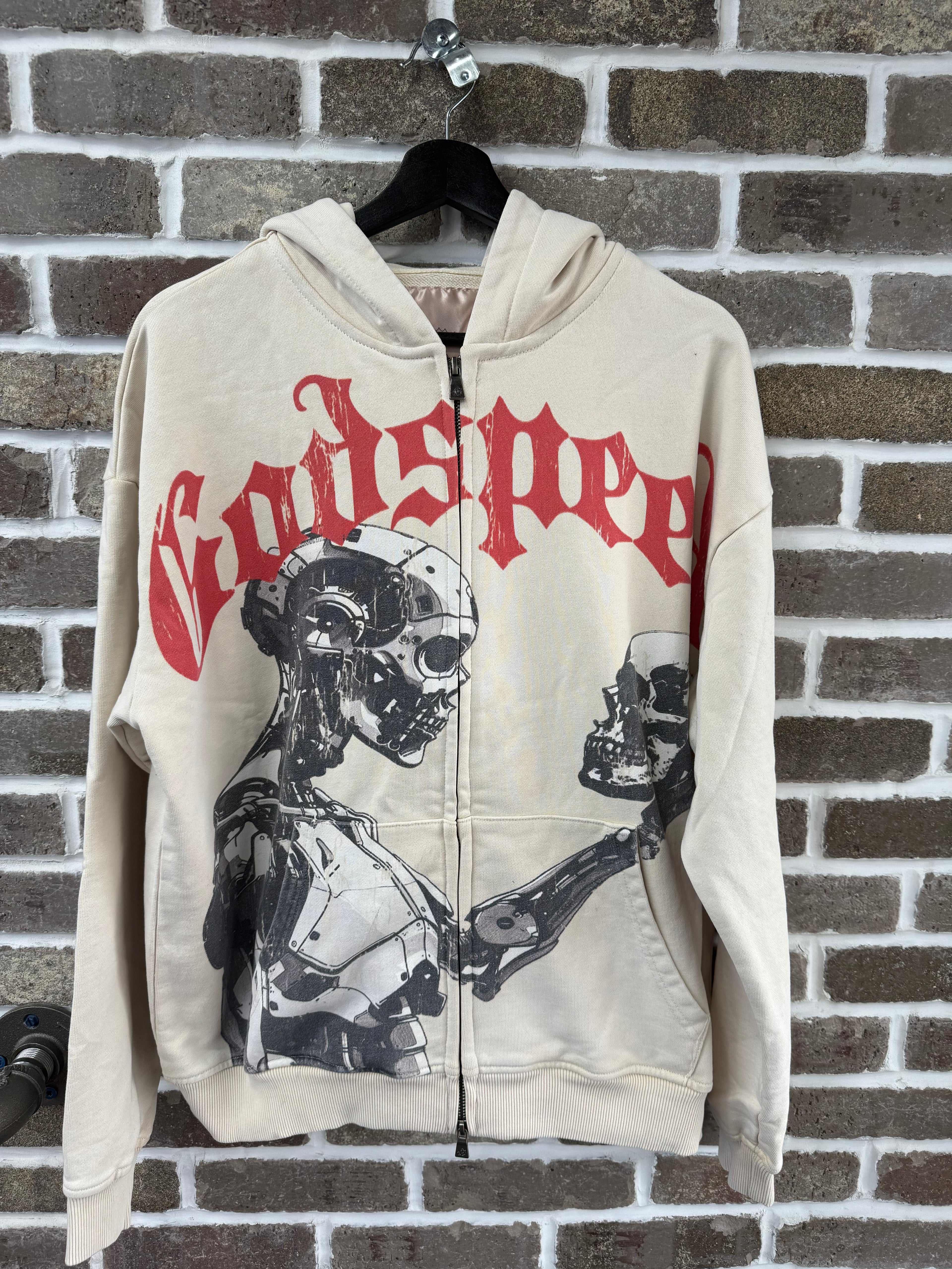 Godspeed Mankind vs AI Zip Up Hoodie Bone