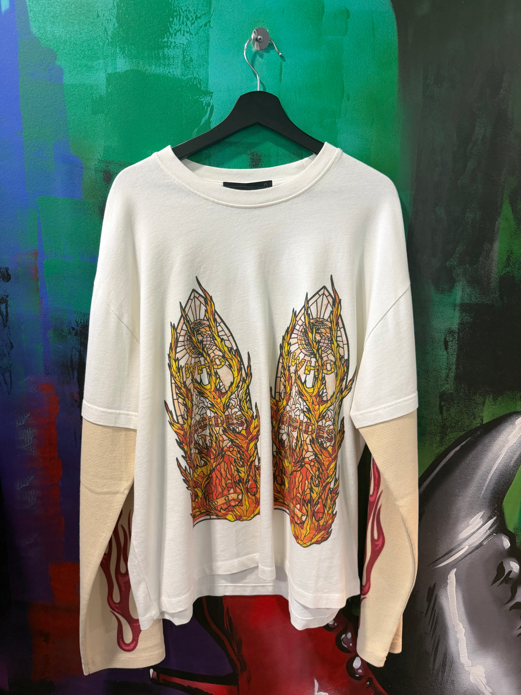 Who Decides War Flame Glass White & Red Thermal Longsleeve