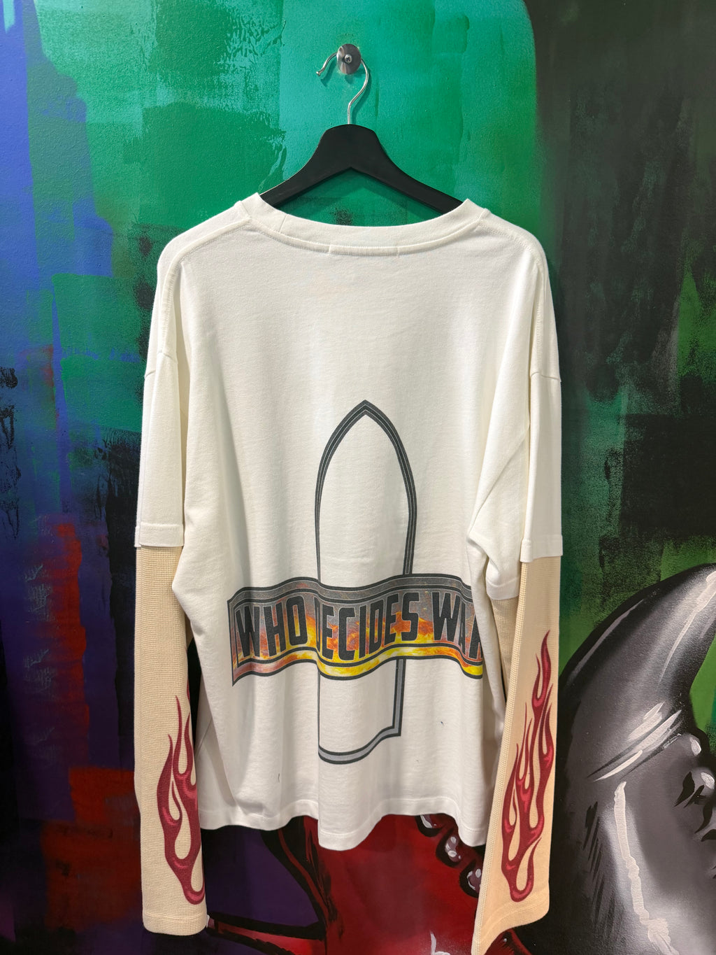 Who Decides War Flame Glass White & Red Thermal Longsleeve