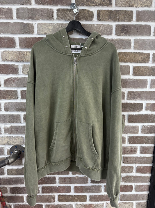 Saint Vanity Terry Cloth Green Zip Up Hoodie