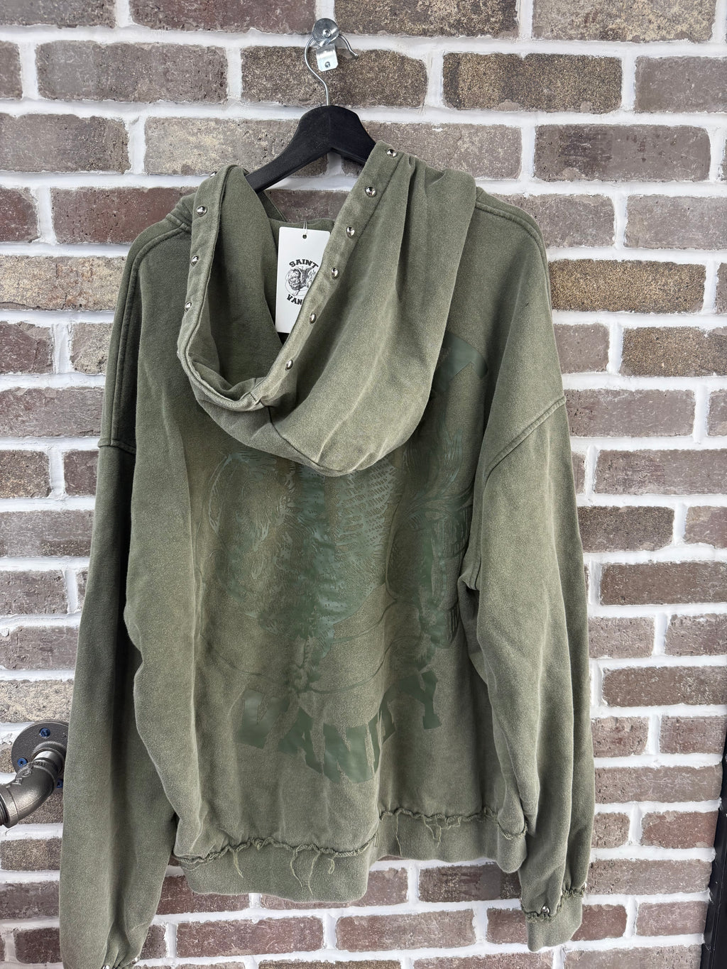 Saint Vanity Terry Cloth Green Zip Up Hoodie