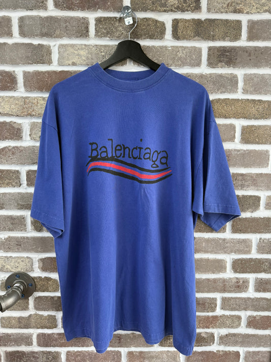 Balenciaga Blue Pepsi Logo Tee