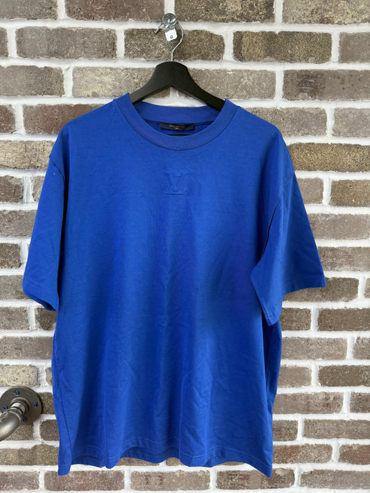 Louis Vuitton LV Embossed Logo Blue Tee