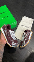 Bottega Veneta Maroon & Silver Orbit Sneakers
