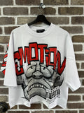 Mixed Emotion White Monster Cropped Tee