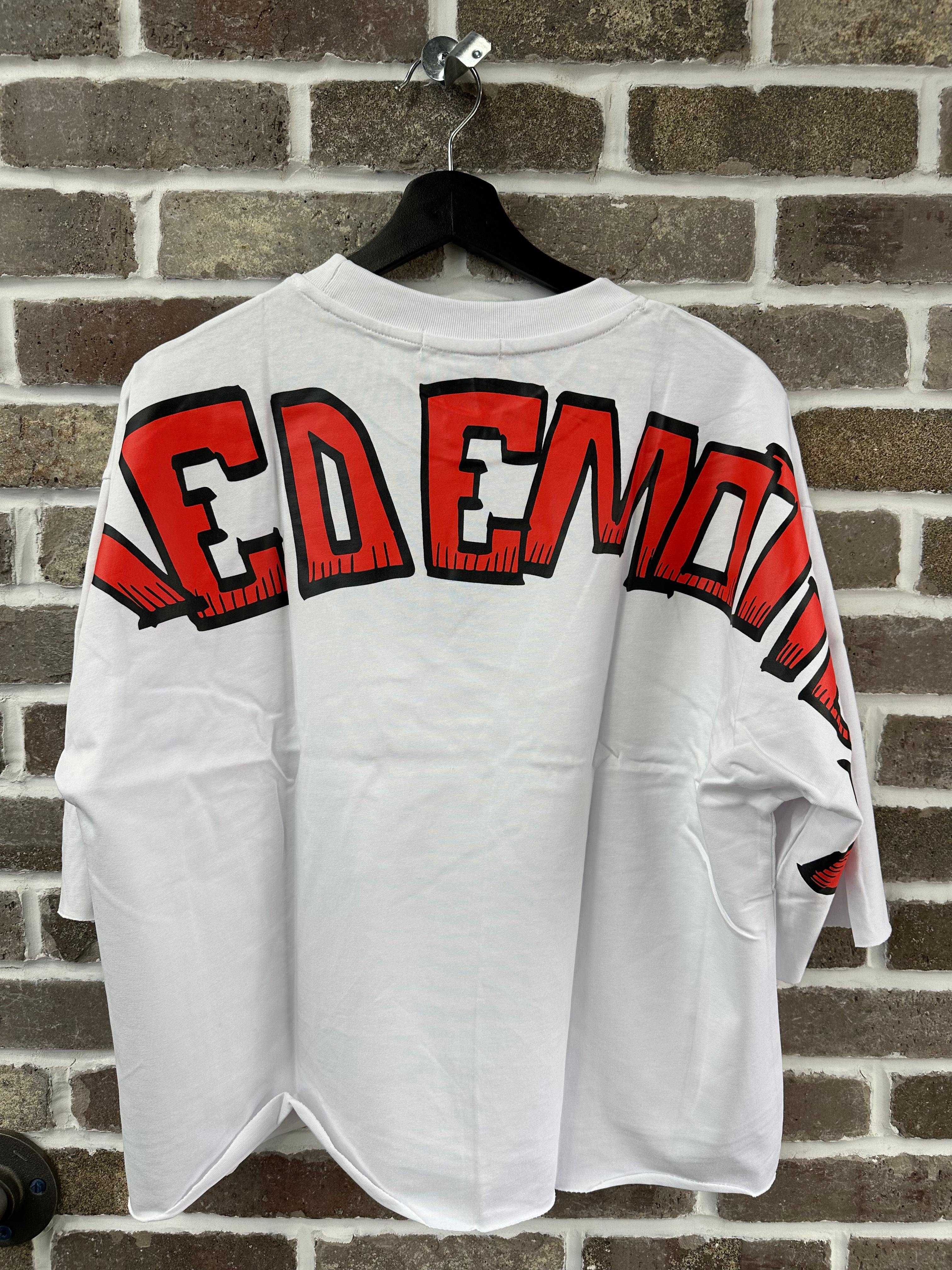 Mixed Emotion White Monster Cropped Tee