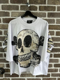 Mixed Emotion White Skeleton Cartoon Tee