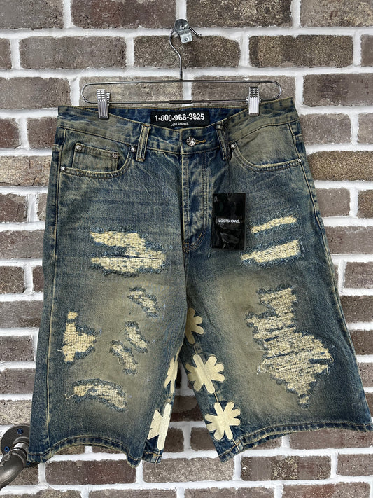 Lost Shdws Denim Bone Shorts