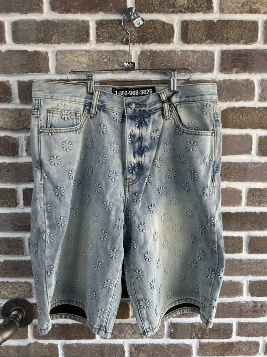 LostShdws Embossed Shorts Blue
