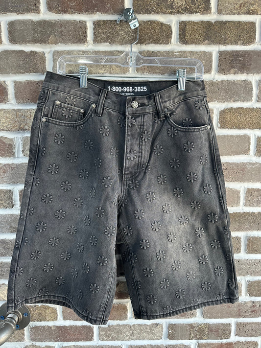 LostShdws Embossed Shorts Washed Black