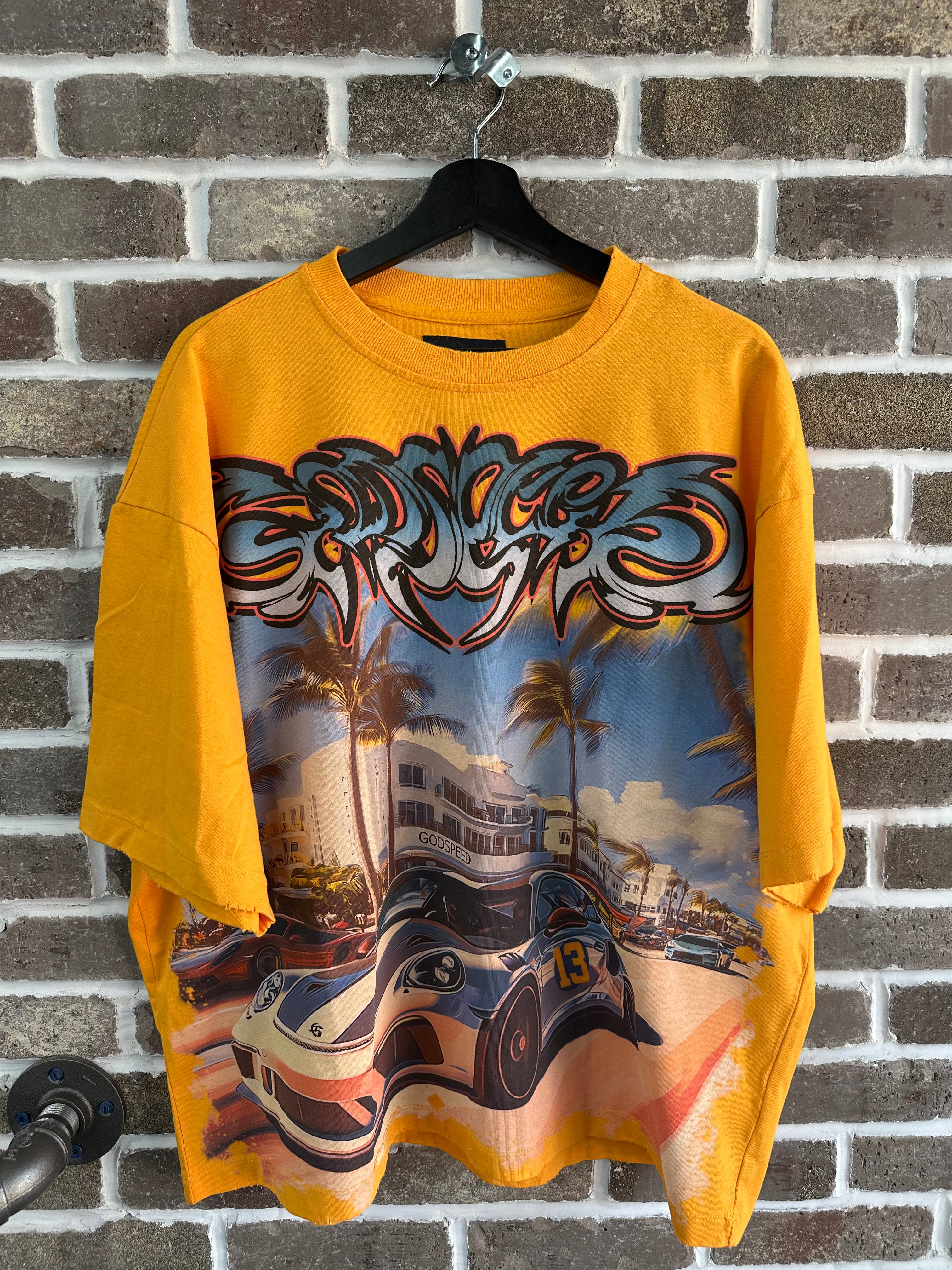 Godspeed Car Meet Miami Yellow Tee