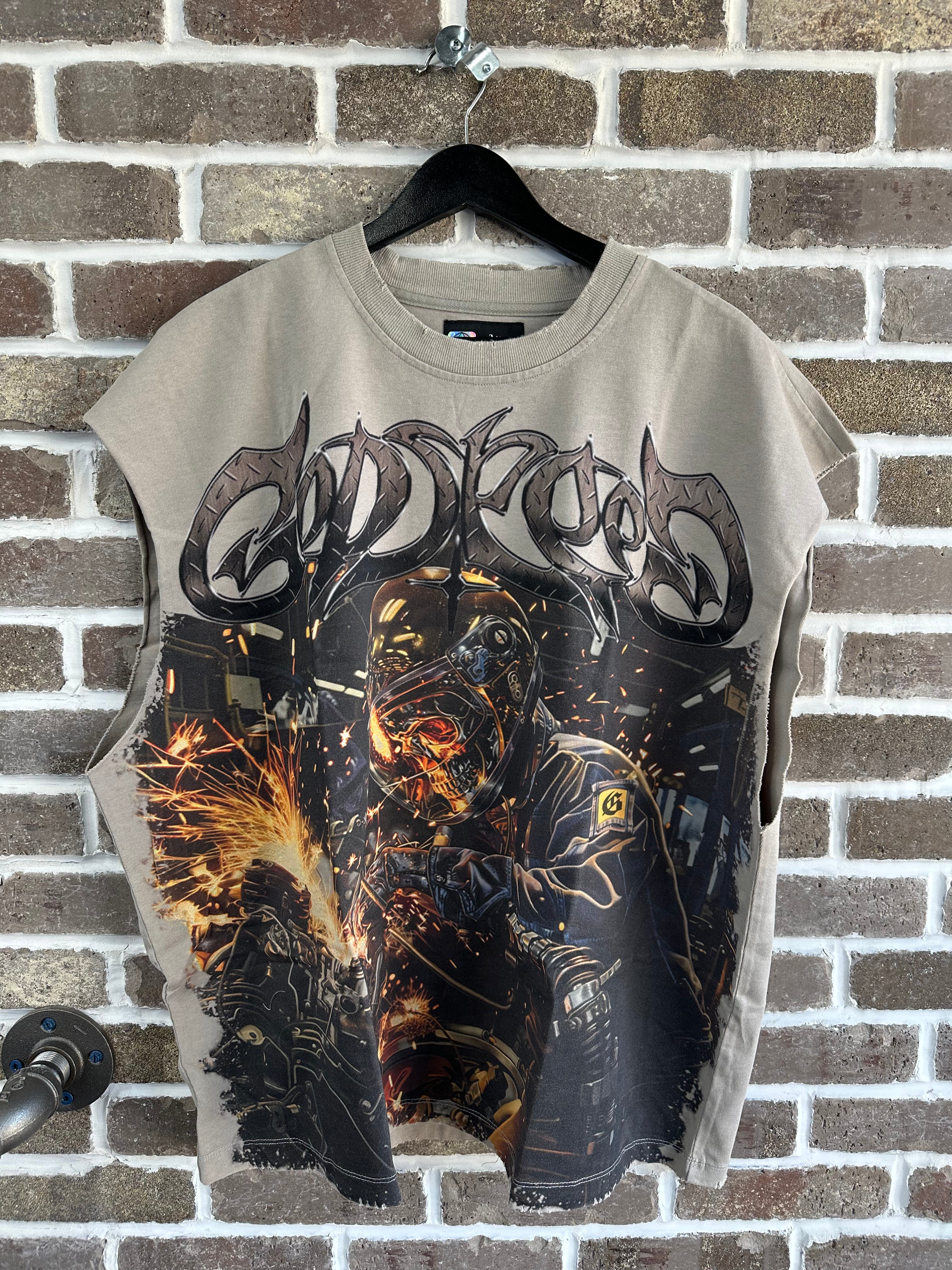 Godspeed Steel Sharpens Steel Slate Grey Sleeveless Tee