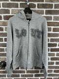 Lost Intricacy Light Grey Patch Zip Up Hoodie