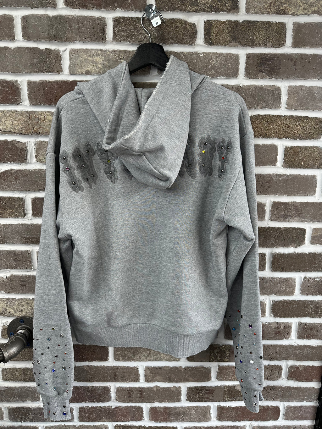 Lost Intricacy Light Grey Patch Zip Up Hoodie