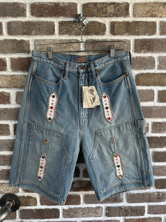 Kapital Denim Studded Shorts Light Wash