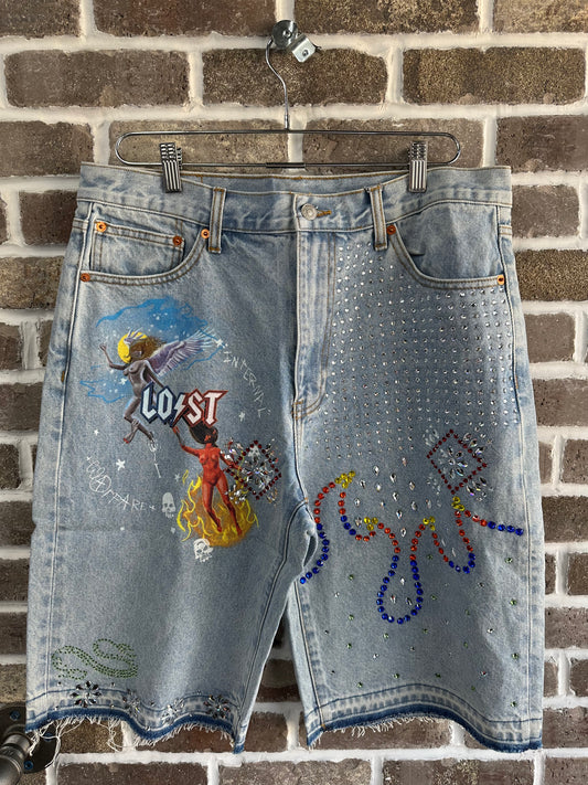 Lost Intricacy Heaven N Hell Denim Blue Shorts