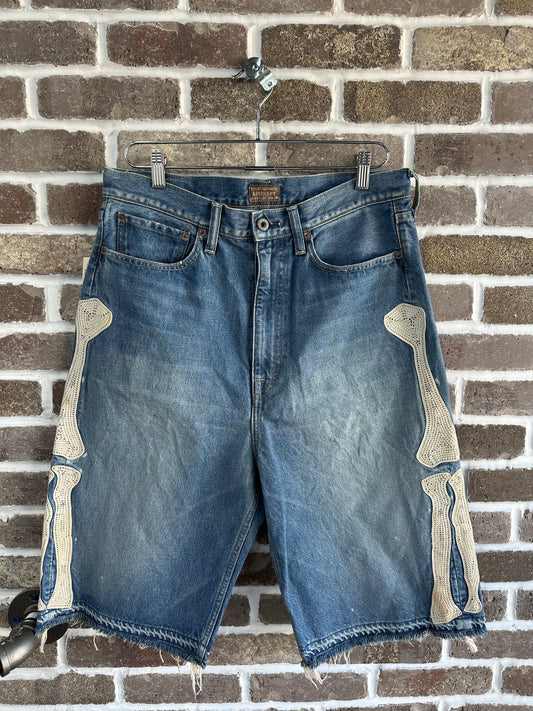 Kapital Denim Bone Shorts Light Wash