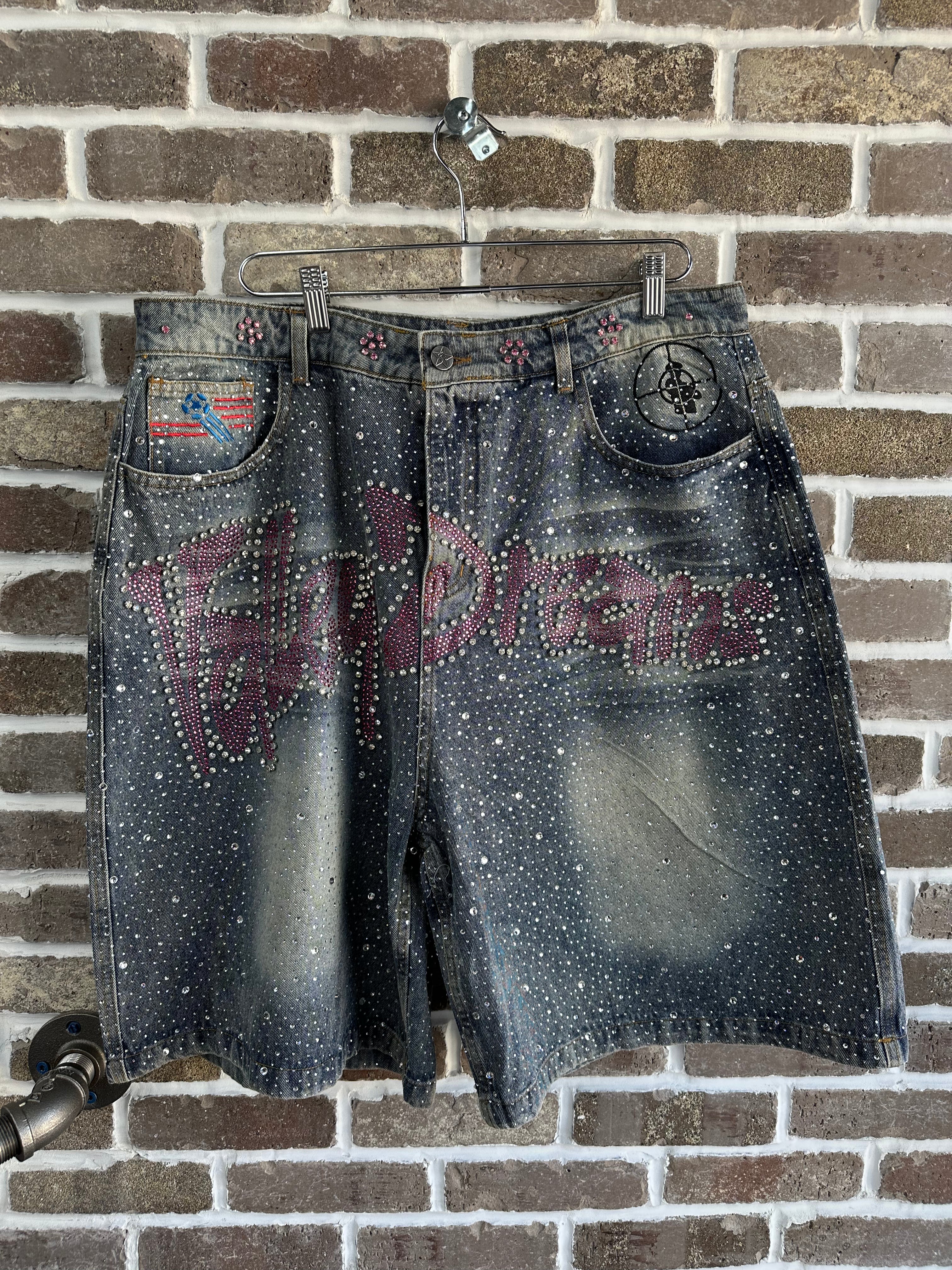 Vale Forever Iced Out Jorts Light Wash